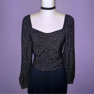NEW A New Day Black and Tan Polka Dot Blouse